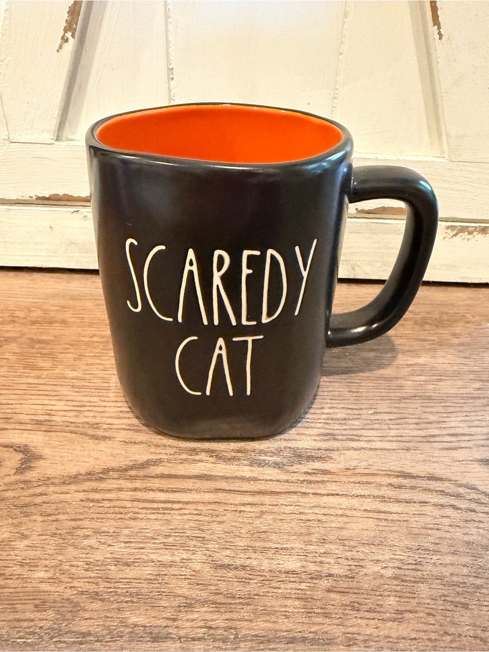 Scaredy Cat Black & Orange Ceramic Cat Mug